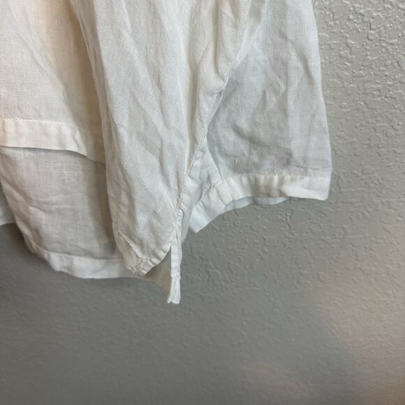 Eskander Shirt Onesize White Linen V Neck Blouse Top Lagenlook Boho Coastal - Picture 6 of 8